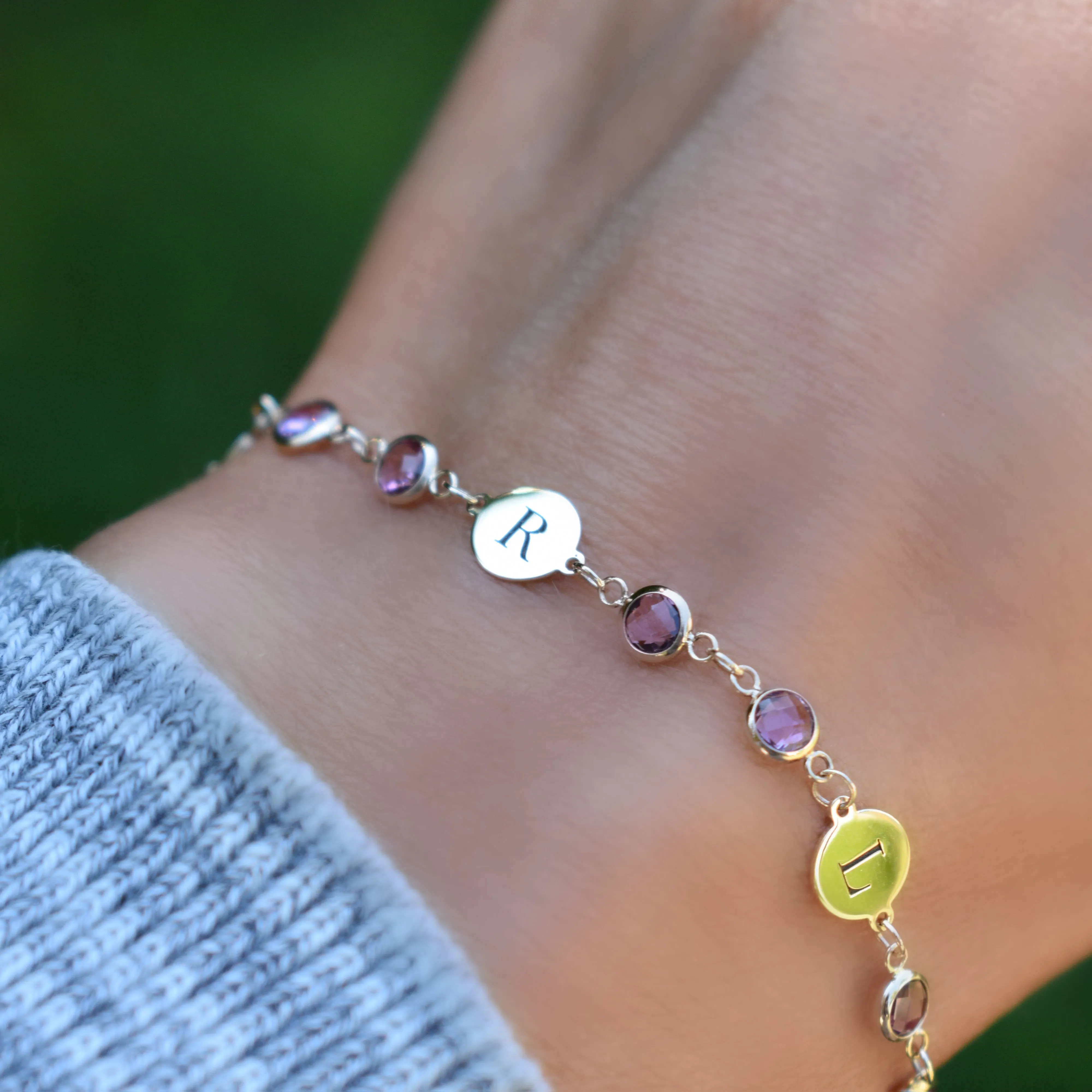 Personalized Newport 3 Letter Birthstone Bracelet in 14k Gold sold by Haverhill product image thumbnail 3