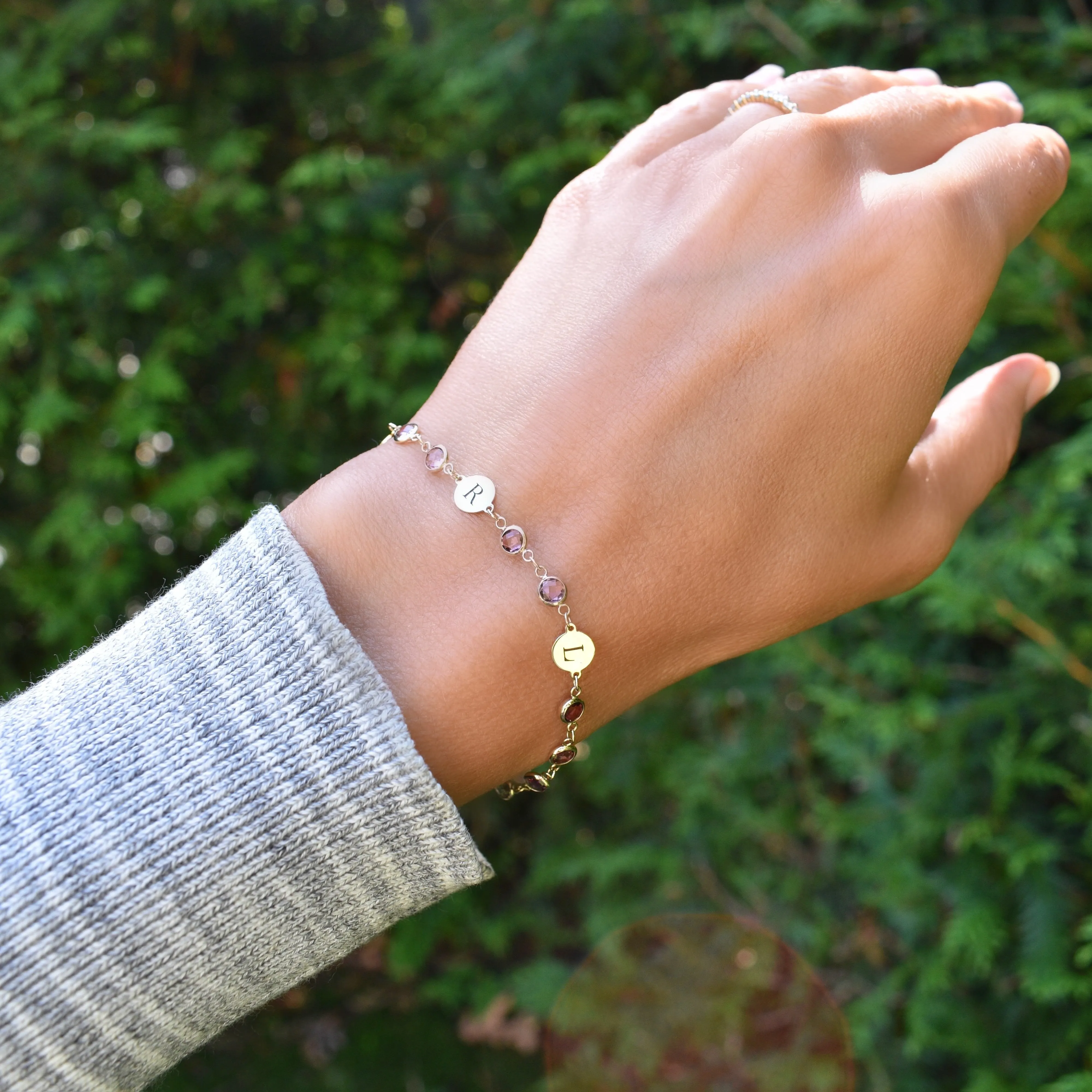 Personalized Newport 3 Letter Birthstone Bracelet in 14k Gold sold by Haverhill product image thumbnail 2