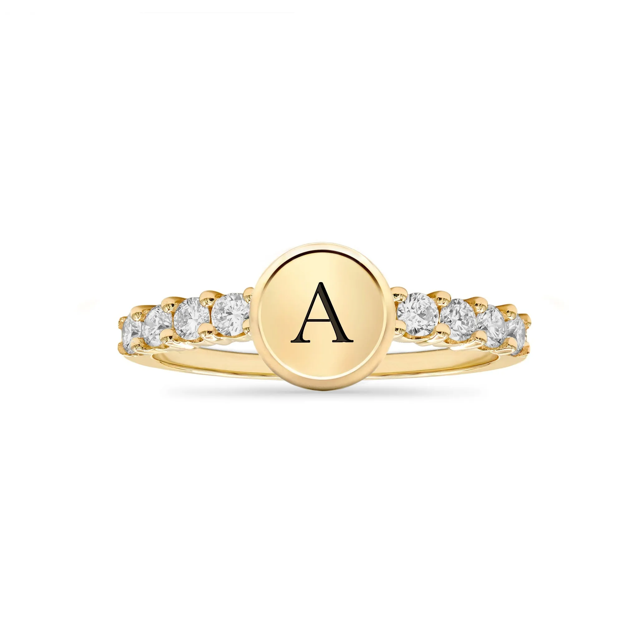 Personalized Rosecliff Letter Ring in 14k Gold sold by Haverhill product image thumbnail 5