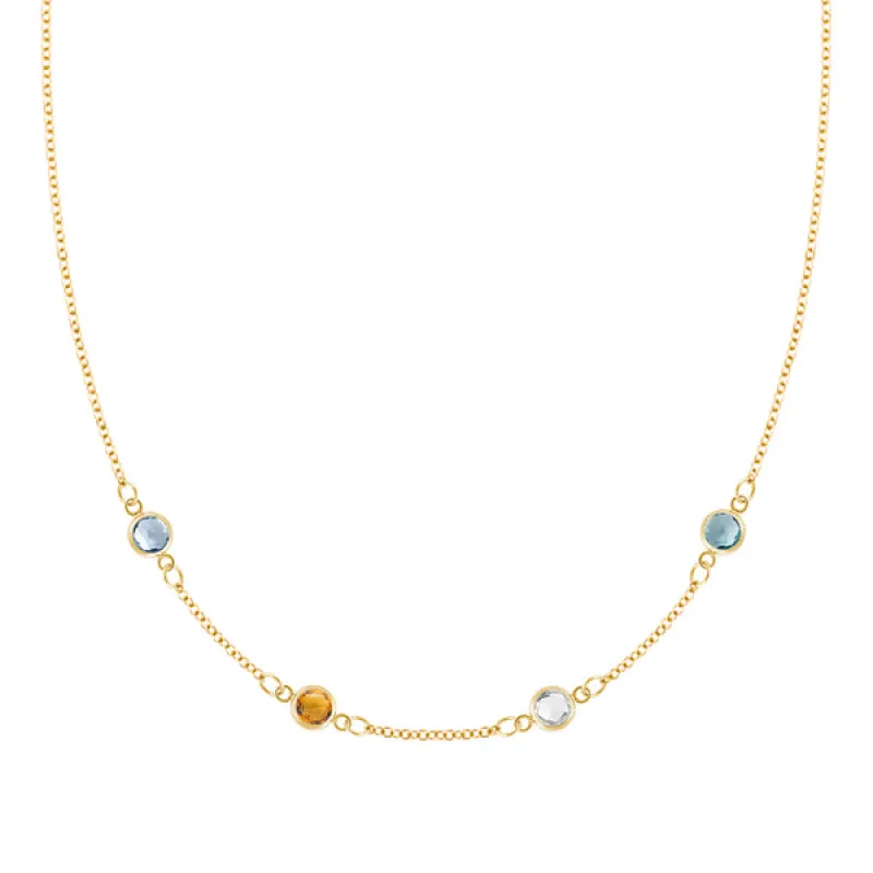 Personalized Classic 4 Birthstone Necklace in 14k Gold sold by Haverhill