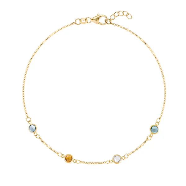Personalized Classic 4 Birthstone Bracelet in 14k Gold sold by Haverhill