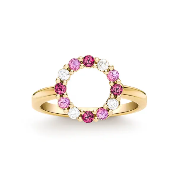 Personalized Rosecliff Small Circle Birthstone Ring in 14k Gold sold by Haverhill