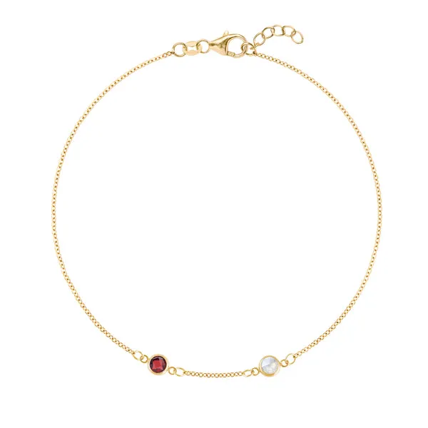 Personalized Classic 2 Birthstone Bracelet in 14k Gold sold by Haverhill