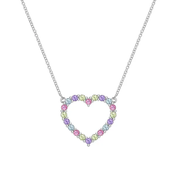 Personalized Rosecliff Heart Birthstone Necklace in 14k Gold sold by Haverhill