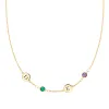 Personalized Classic 2 Letter & 2 Birthstone Necklace in 14k Gold (Single Spacing) sold by Haverhill