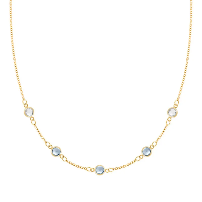Personalized Classic 5 Birthstone Necklace in 14k Gold sold by Haverhill