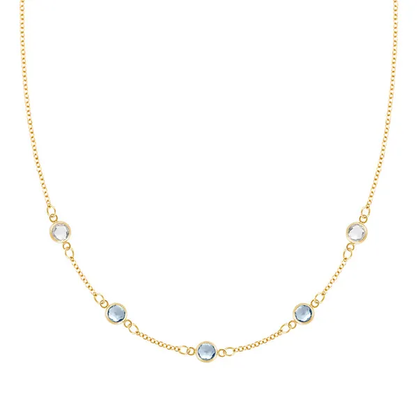 Personalized Classic 5 Birthstone Necklace in 14k Gold sold by Haverhill