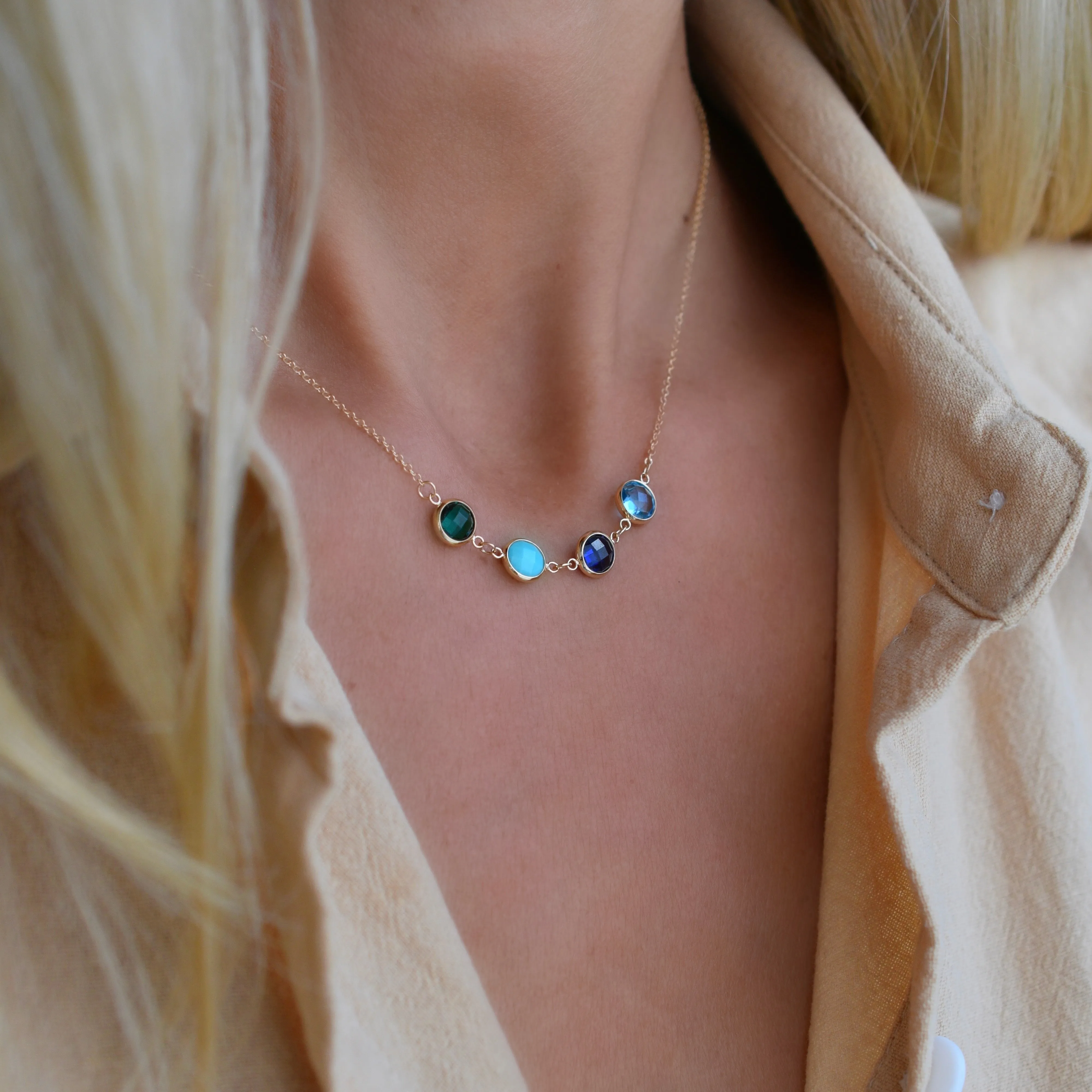 Personalized Grand 4 Connected Birthstone Necklace in 14k Gold sold by Haverhill product image thumbnail 2