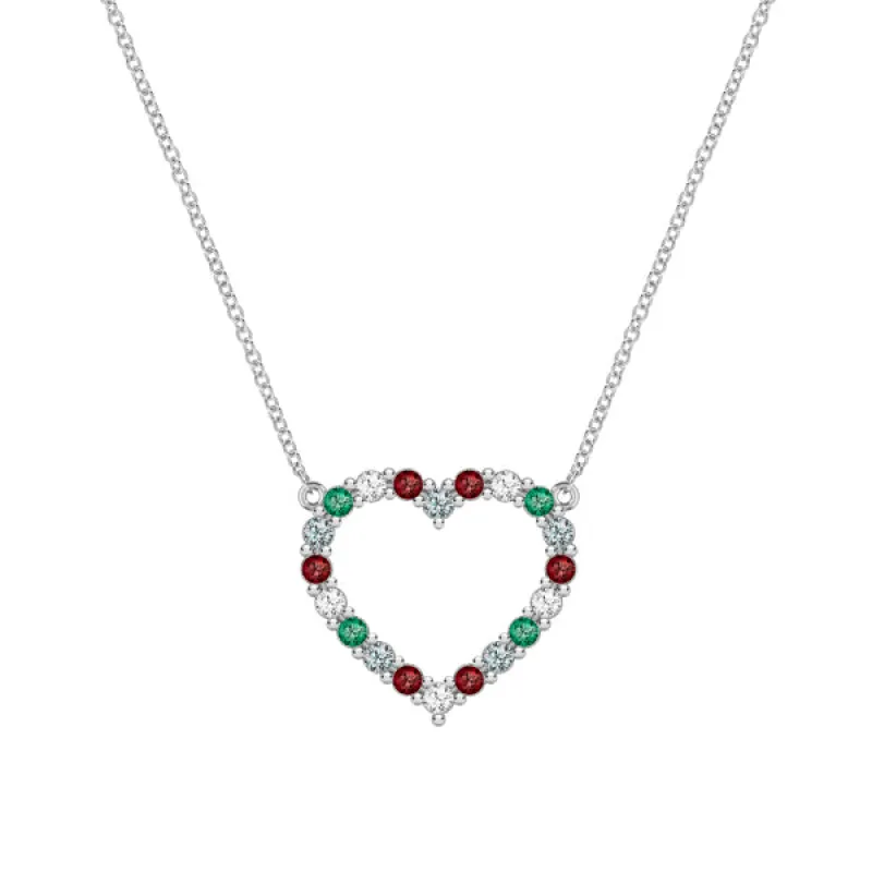 Personalized Rosecliff Heart Birthstone Necklace in 14k Gold sold by Haverhill