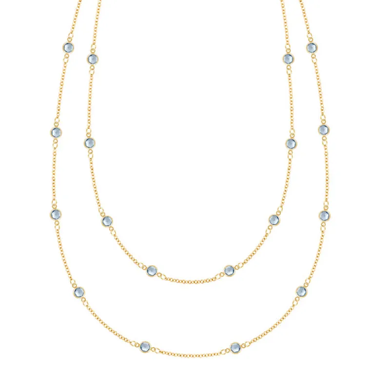 Personalized Bayberry Birthstone Long Necklace in 14k Gold sold by Haverhill