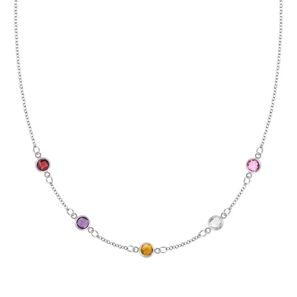 Personalized Classic 5 Birthstone Necklace in 14k Gold sold by Haverhill