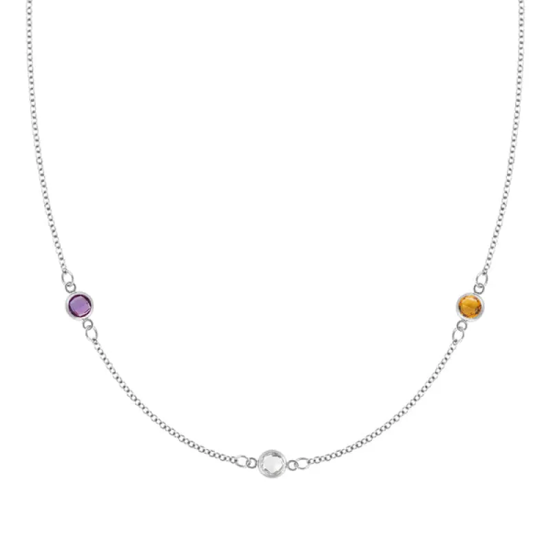 Personalized Classic 3 Birthstone Necklace in 14k Gold sold by Haverhill