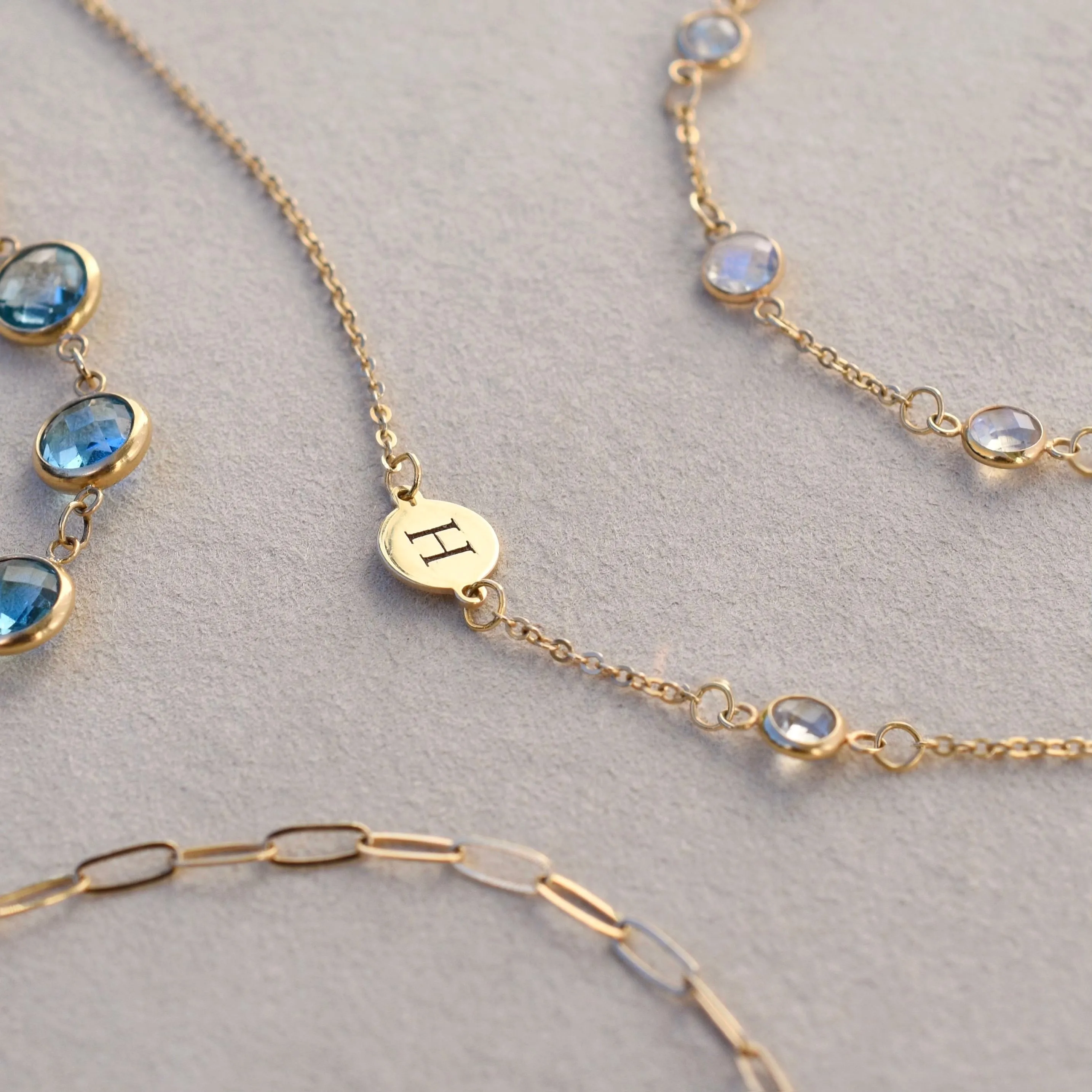 Personalized Classic 1 Letter & 1 Birthstone Bracelet in 14k Gold sold by Haverhill product image thumbnail 5