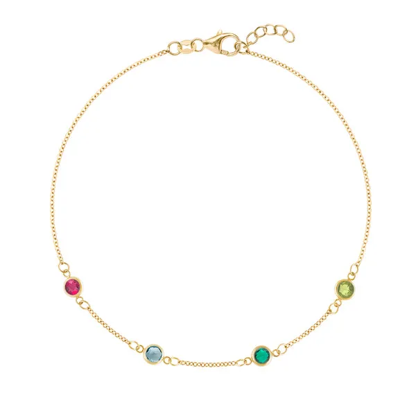 Personalized Classic 4 Birthstone Bracelet in 14k Gold sold by Haverhill