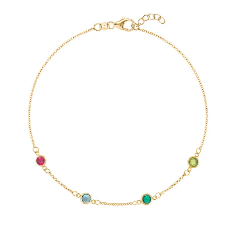 Personalized Classic 4 Birthstone Bracelet in 14k Gold sold by Haverhill