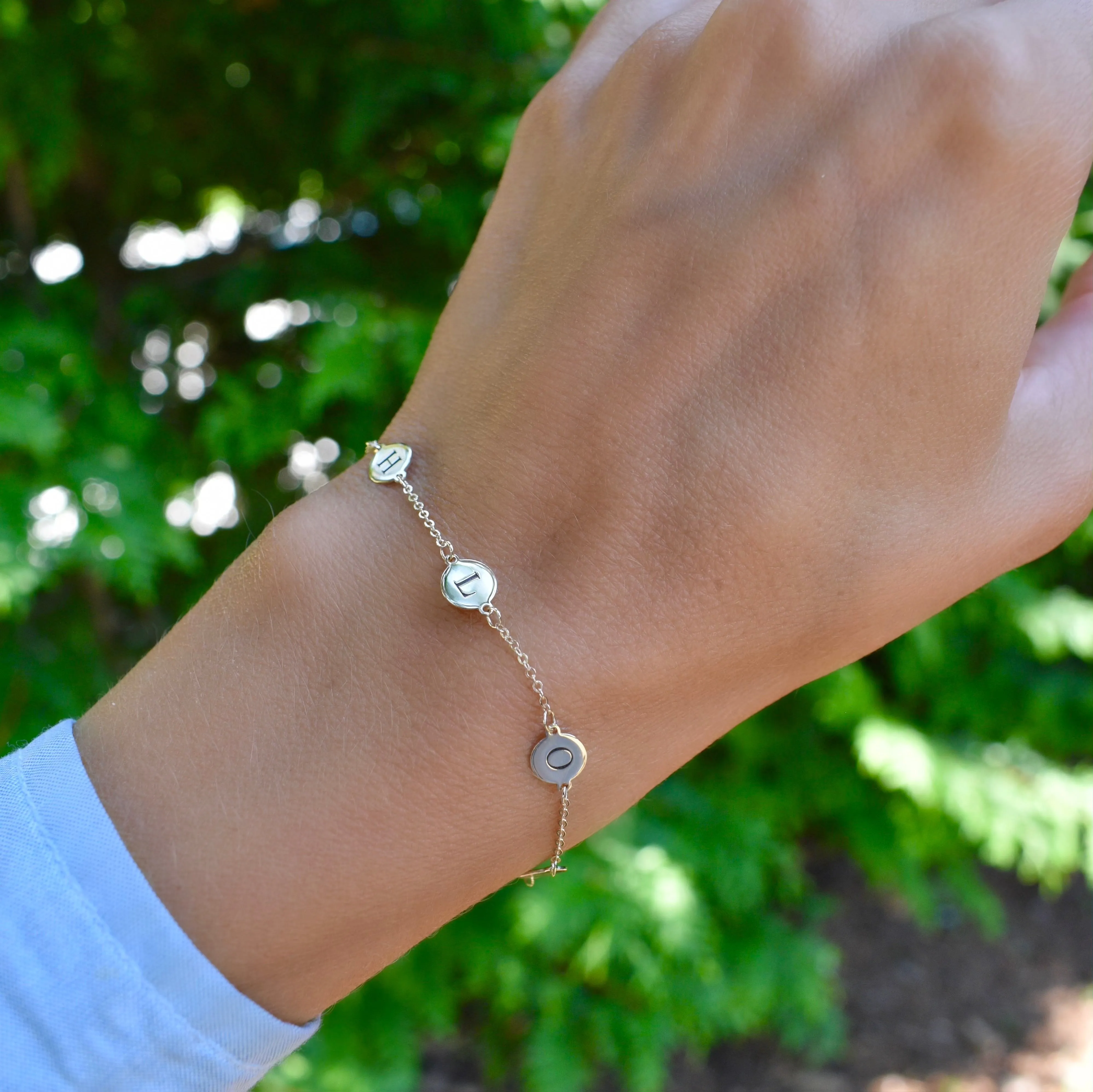 Personalized 4 Letter Bracelet in 14k Gold sold by Haverhill product image thumbnail 2