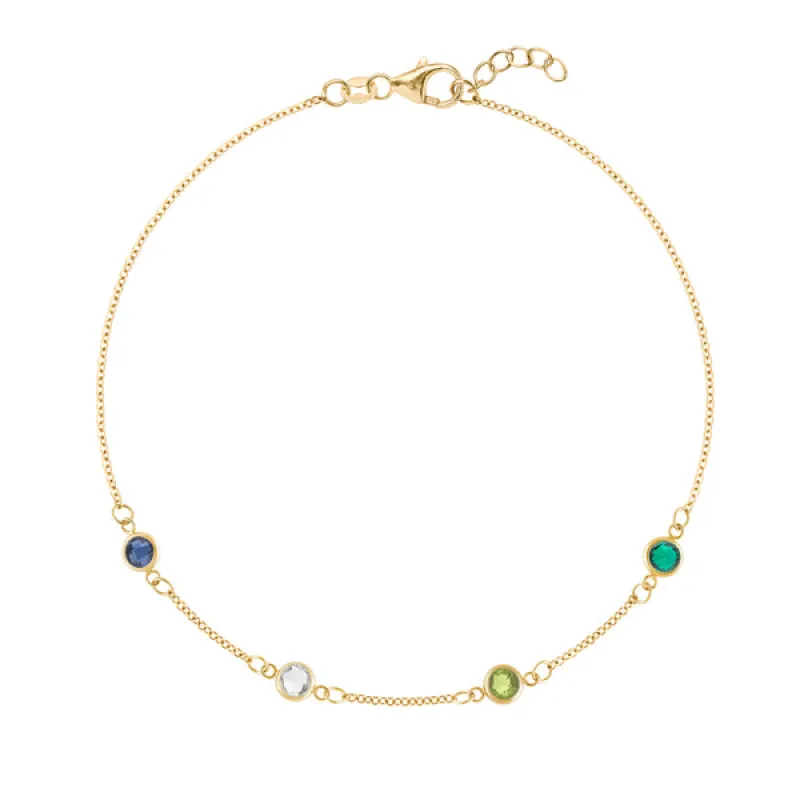 Personalized Classic 4 Birthstone Bracelet in 14k Gold sold by Haverhill