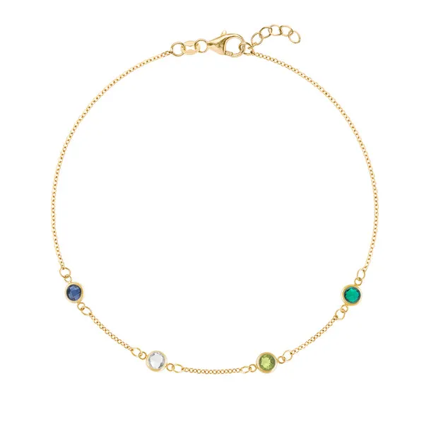 Personalized Classic 4 Birthstone Bracelet in 14k Gold sold by Haverhill