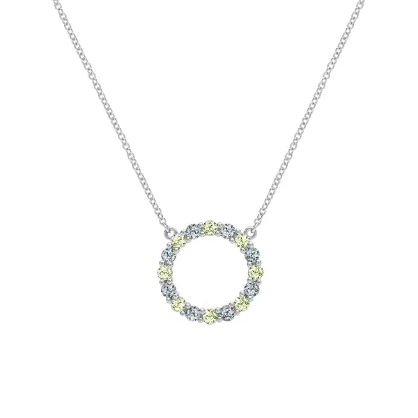 Personalized Rosecliff Circle Birthstone Necklace in 14k Gold sold by Haverhill