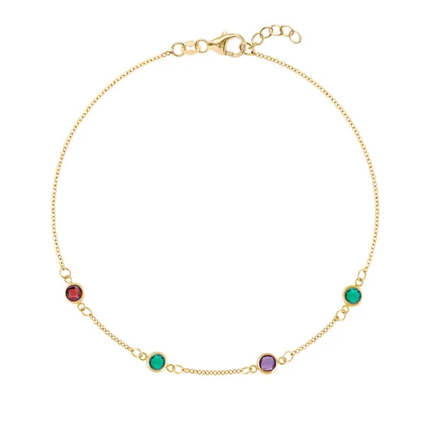 Personalized Classic 4 Birthstone Bracelet in 14k Gold sold by Haverhill