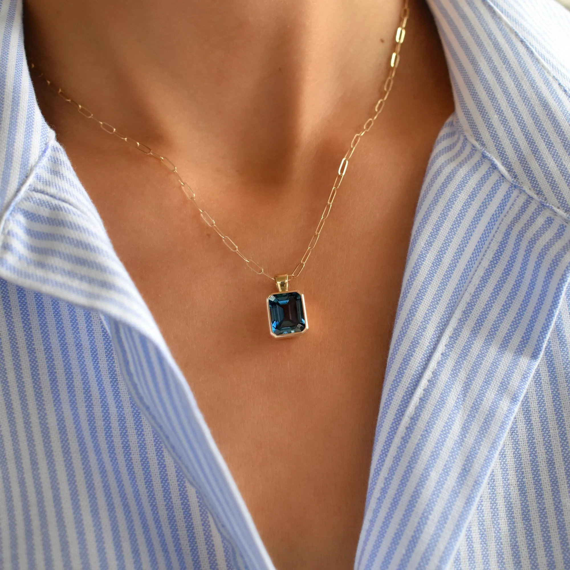 Warren Atlantic Blue Topaz Pendant in 14k Gold (December) sold by Haverhill product image thumbnail 3
