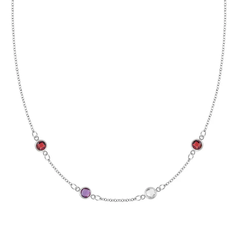 Personalized Classic 4 Birthstone Necklace in 14k Gold sold by Haverhill