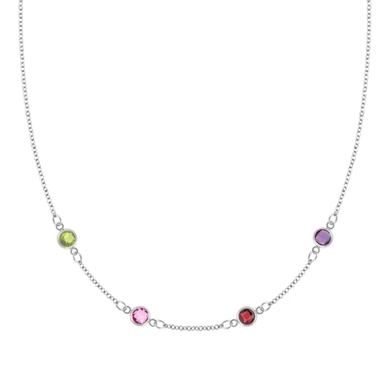 Personalized Classic 4 Birthstone Necklace in 14k Gold sold by Haverhill