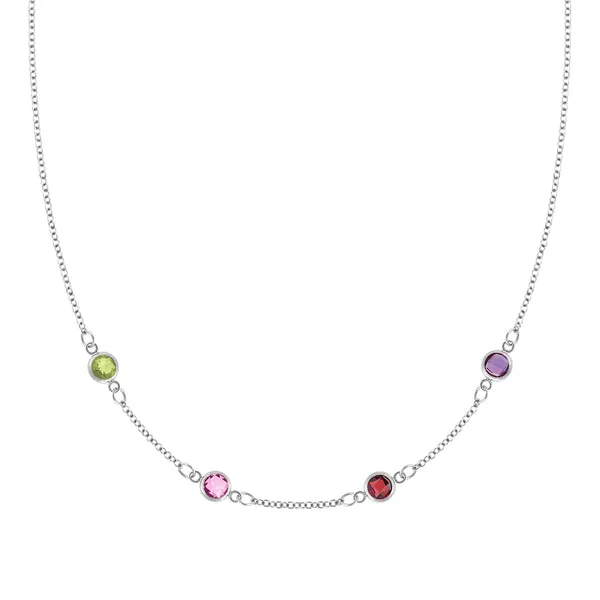 Personalized Classic 4 Birthstone Necklace in 14k Gold sold by Haverhill