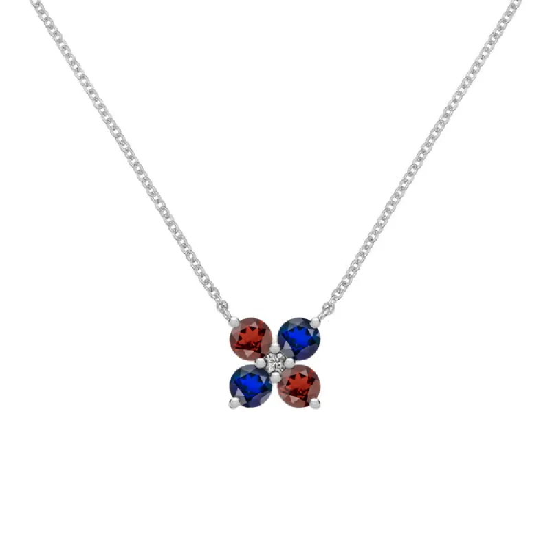 Personalized Greenwich 4 Birthstone & Diamond Necklace in 14k Gold sold by Haverhill