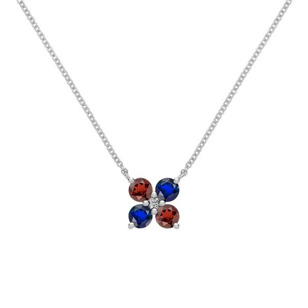 Personalized Greenwich 4 Birthstone & Diamond Necklace in 14k Gold sold by Haverhill