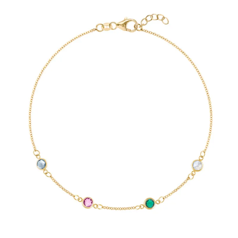 Personalized Classic 4 Birthstone Bracelet in 14k Gold sold by Haverhill