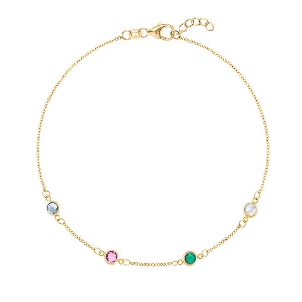 Personalized Classic 4 Birthstone Bracelet in 14k Gold sold by Haverhill