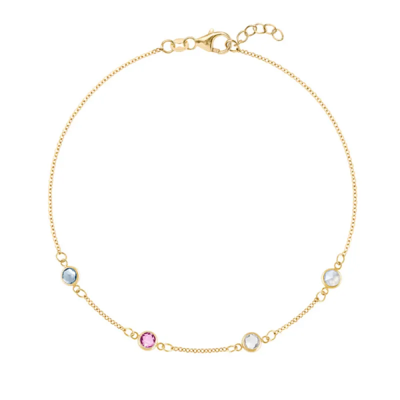 Personalized Classic 4 Birthstone Bracelet in 14k Gold sold by Haverhill
