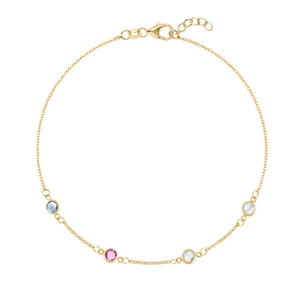 Personalized Classic 4 Birthstone Bracelet in 14k Gold sold by Haverhill
