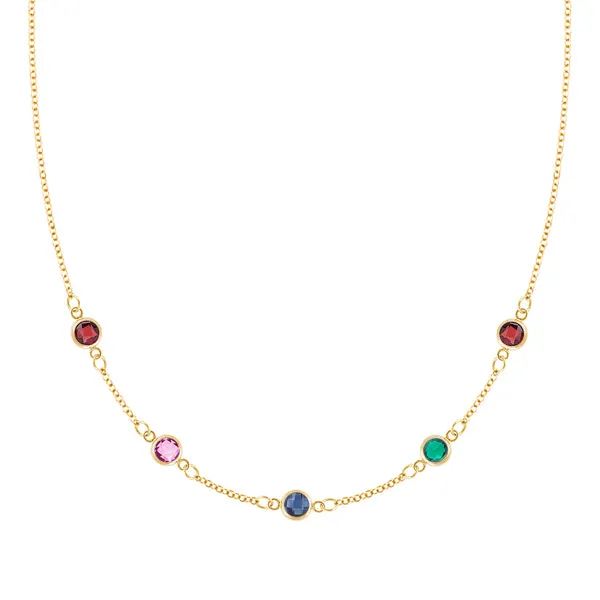 Personalized Classic 5 Birthstone Necklace in 14k Gold sold by Haverhill