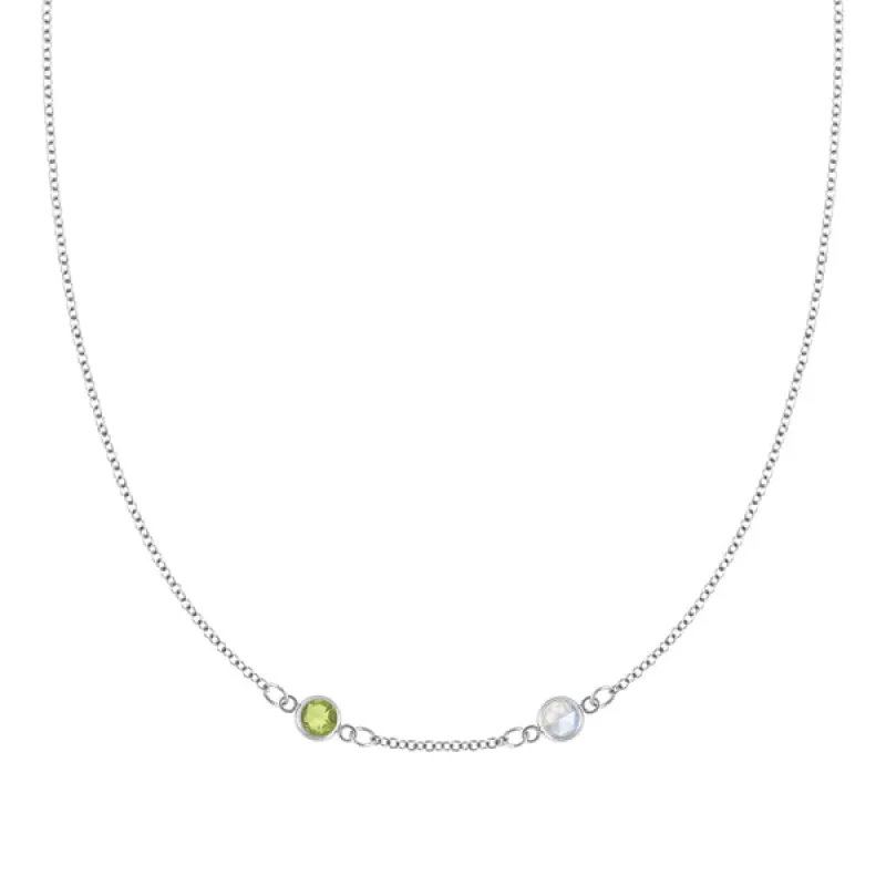 Personalized Classic 2 Birthstone Necklace in 14k Gold (Centered) sold by Haverhill