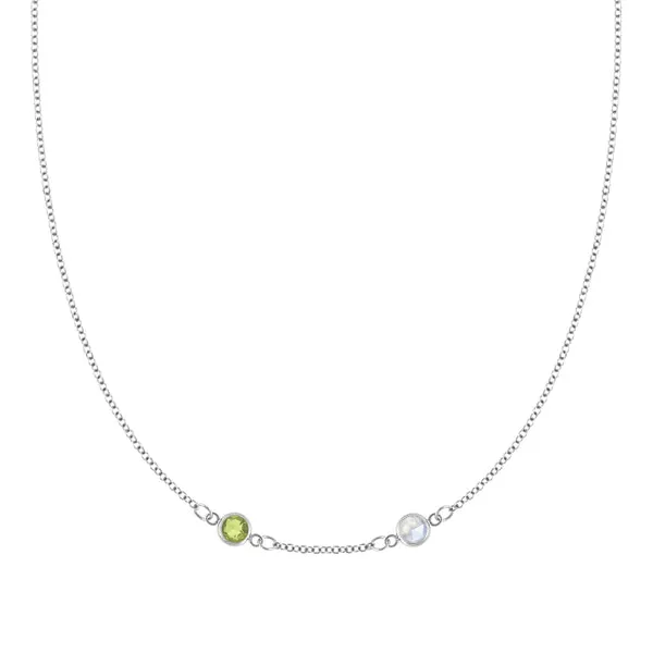 Personalized Classic 2 Birthstone Necklace in 14k Gold (Centered) sold by Haverhill