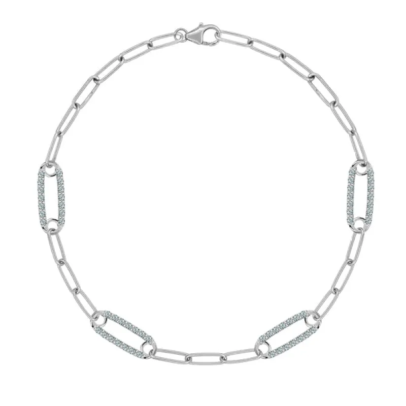 Personalized Adelaide 4 Pavé Birthstone Link Bracelet in 14k Gold sold by Haverhill