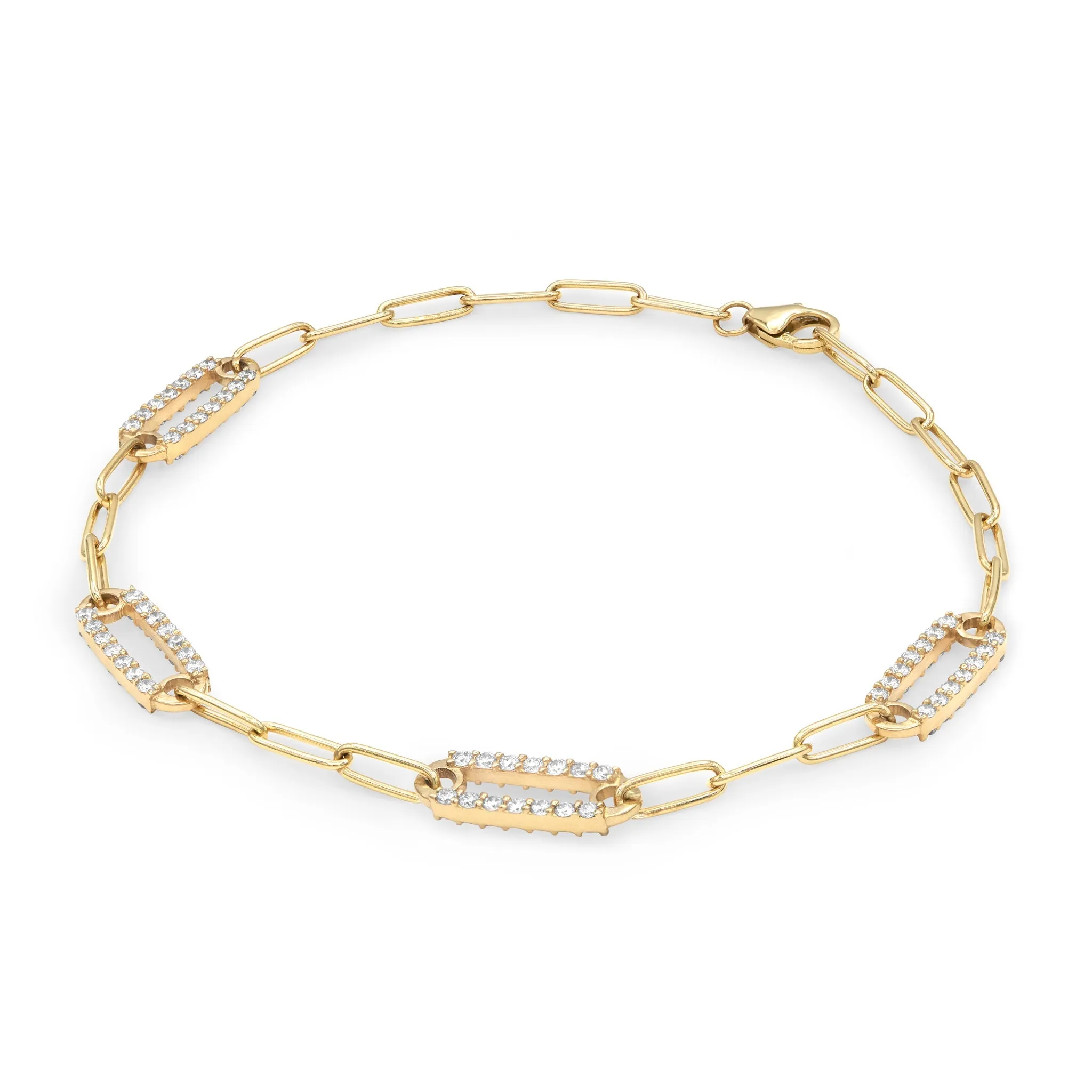 Personalized Adelaide 4 Pavé Birthstone Link Bracelet in 14k Gold sold by Haverhill product image thumbnail 5