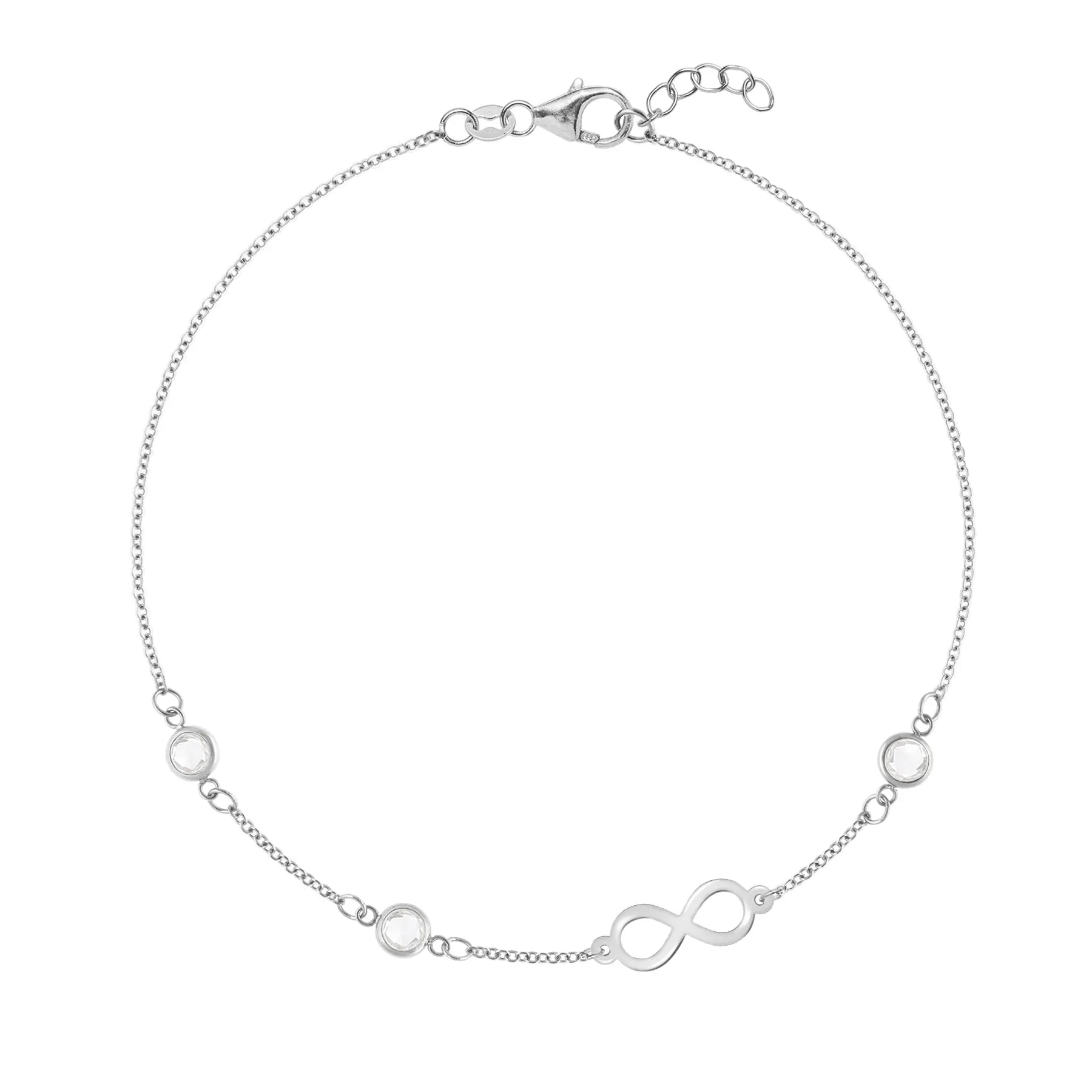 Personalized Classic Infinity & 3 Birthstone Bracelet in 14k Gold sold by Haverhill product image thumbnail 5