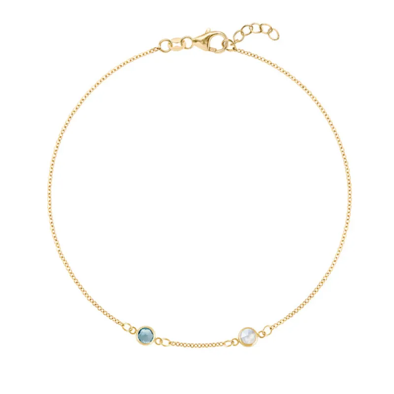 Personalized Classic 2 Birthstone Bracelet in 14k Gold sold by Haverhill