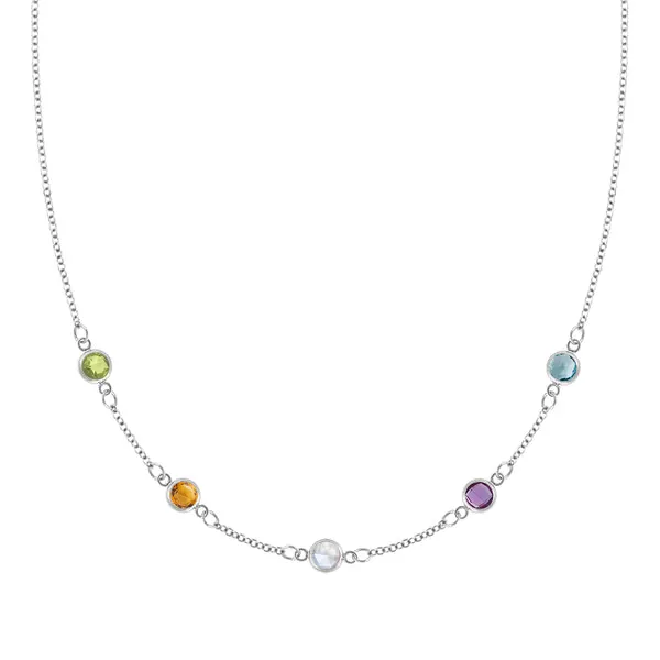 Personalized Classic 5 Birthstone Necklace in 14k Gold sold by Haverhill