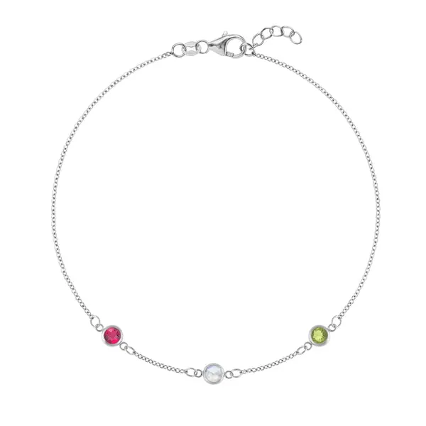 Personalized Classic 3 Birthstone Bracelet in 14k Gold sold by Haverhill