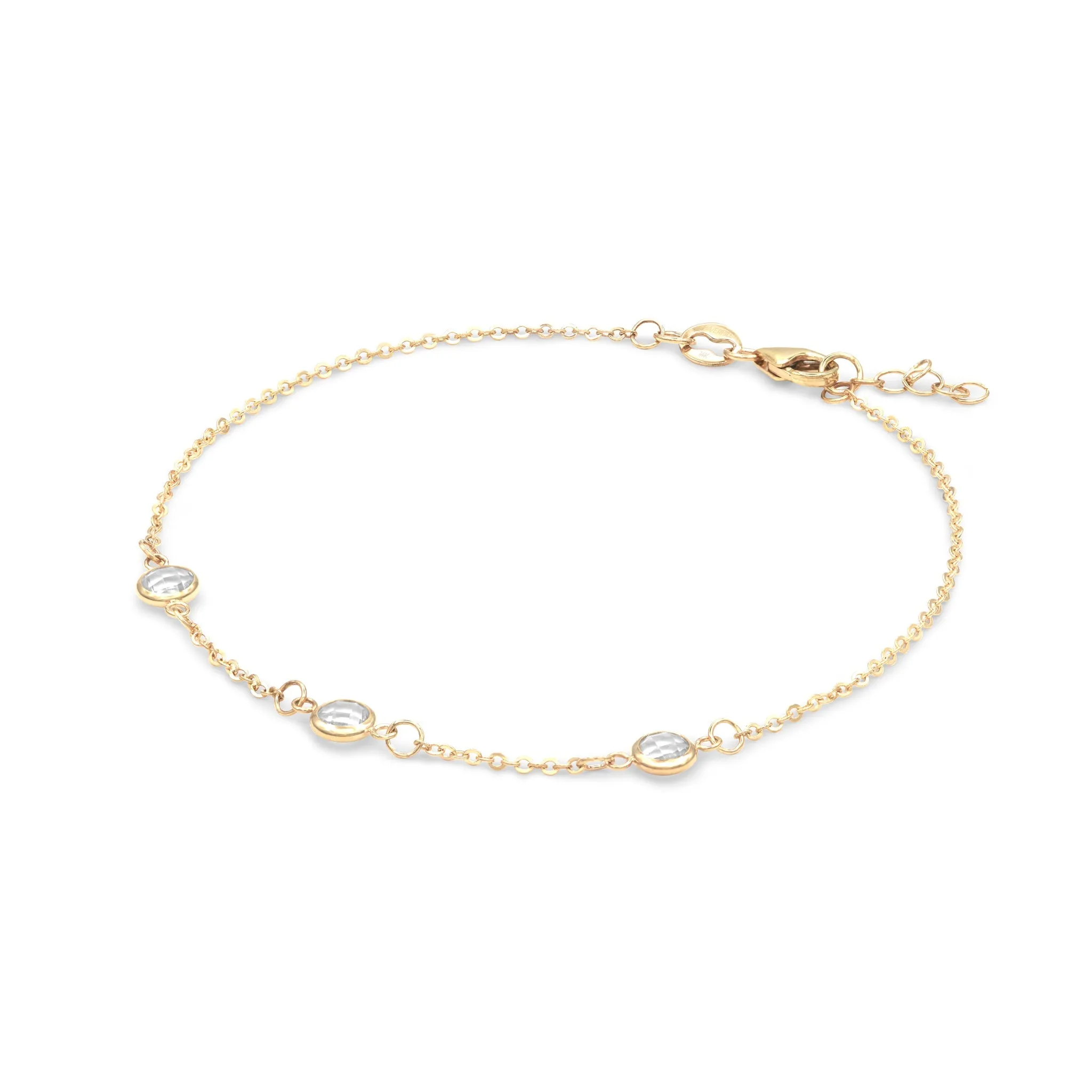 Personalized Classic 3 Birthstone Bracelet in 14k Gold sold by Haverhill product image thumbnail 4