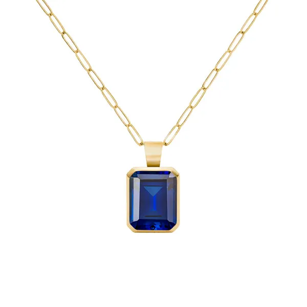 Warren Sapphire Pendant with Diamond Bale in 14k Gold (September) sold by Haverhill