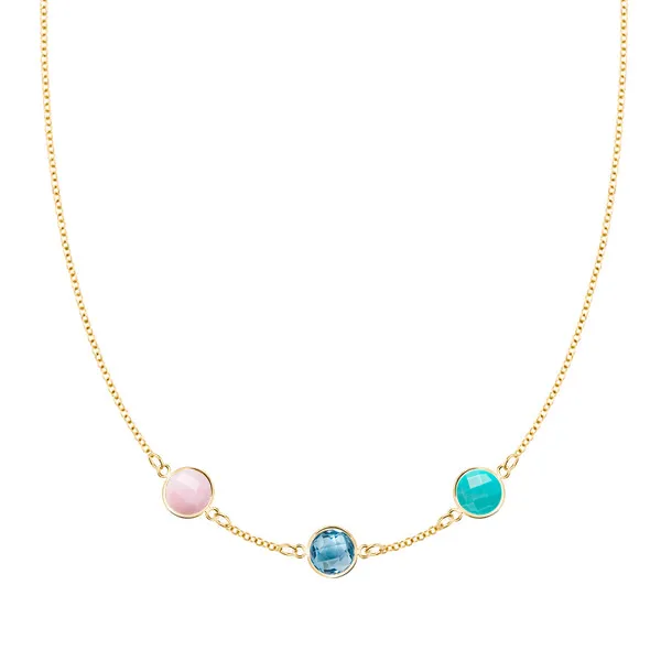 Personalized Grand 3 Birthstone Necklace in 14k Gold sold by Haverhill