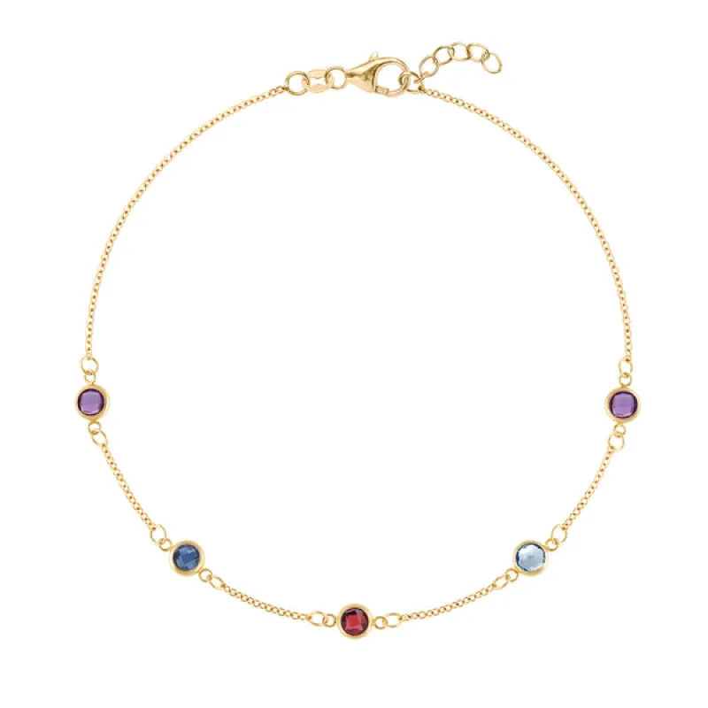 Personalized Classic 5 Birthstone Bracelet in 14k Gold sold by Haverhill