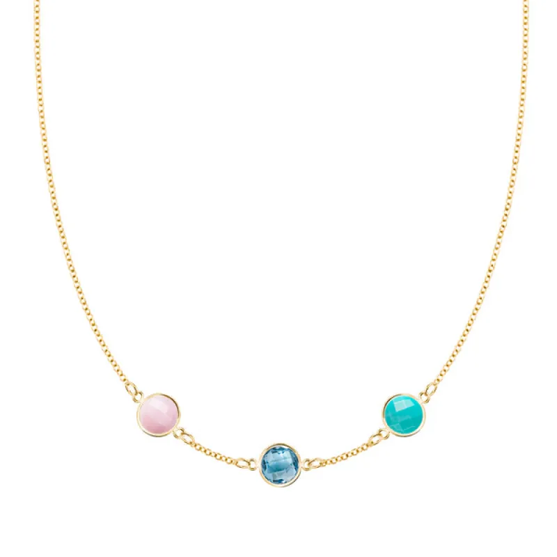 Personalized Grand 3 Birthstone Necklace in 14k Gold sold by Haverhill