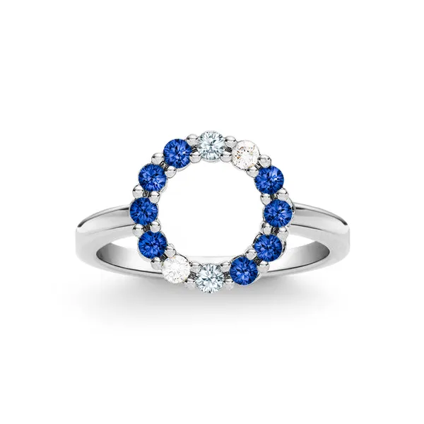 Personalized Rosecliff Small Circle Birthstone Ring in 14k Gold sold by Haverhill