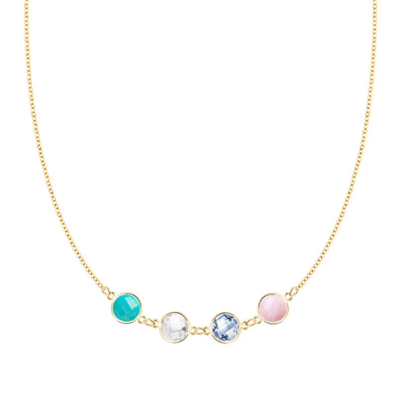 Personalized Grand 4 Connected Birthstone Necklace in 14k Gold sold by Haverhill